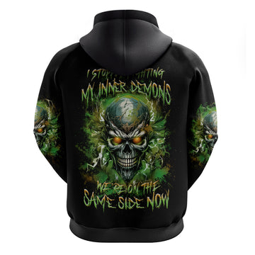 Old Skull Hoodie I Stopped Fighting My Inner Demons We On The Same Side Now DT01