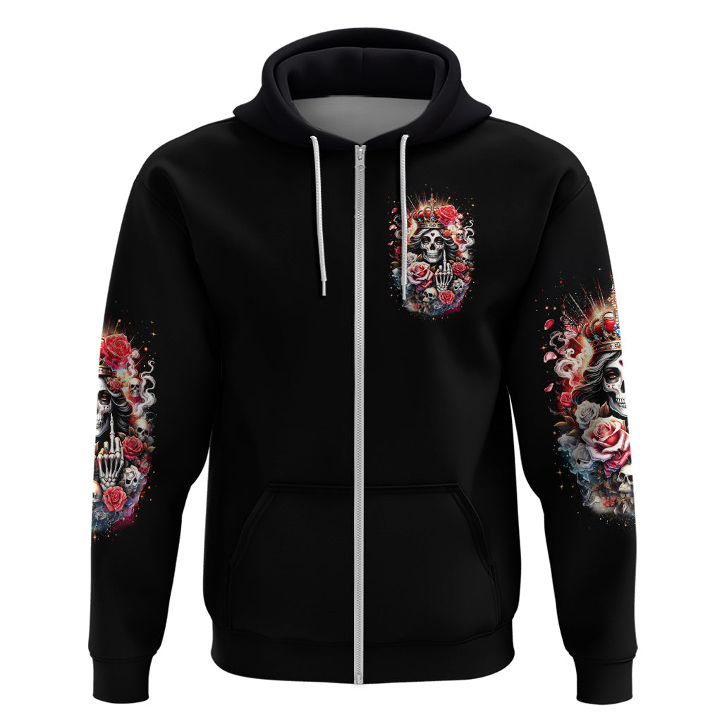 Rose Skull Hoodie Like Me Or Not I Don't Give A Flying Fuck DT01