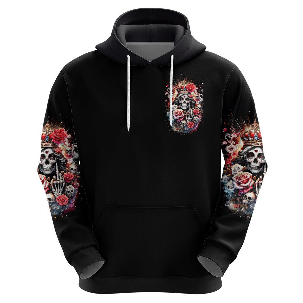 Rose Skull Hoodie Like Me Or Not I Don't Give A Flying Fuck DT01