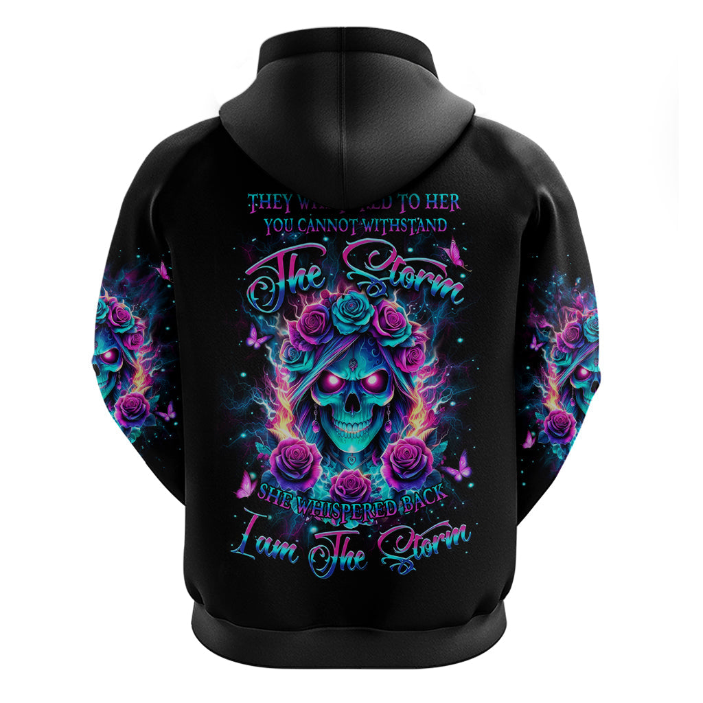 Rose Skull Hoodie She Whispered Back Iam The Storm DT01