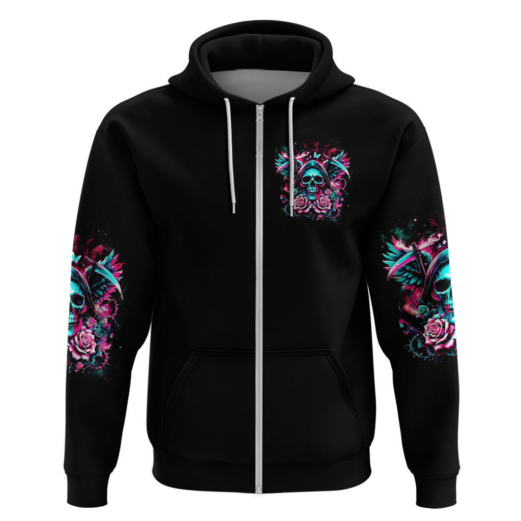 Rose Skull Hoodie Heaven Don't Want Me And Hell's Afraid I'll Take Over DT01