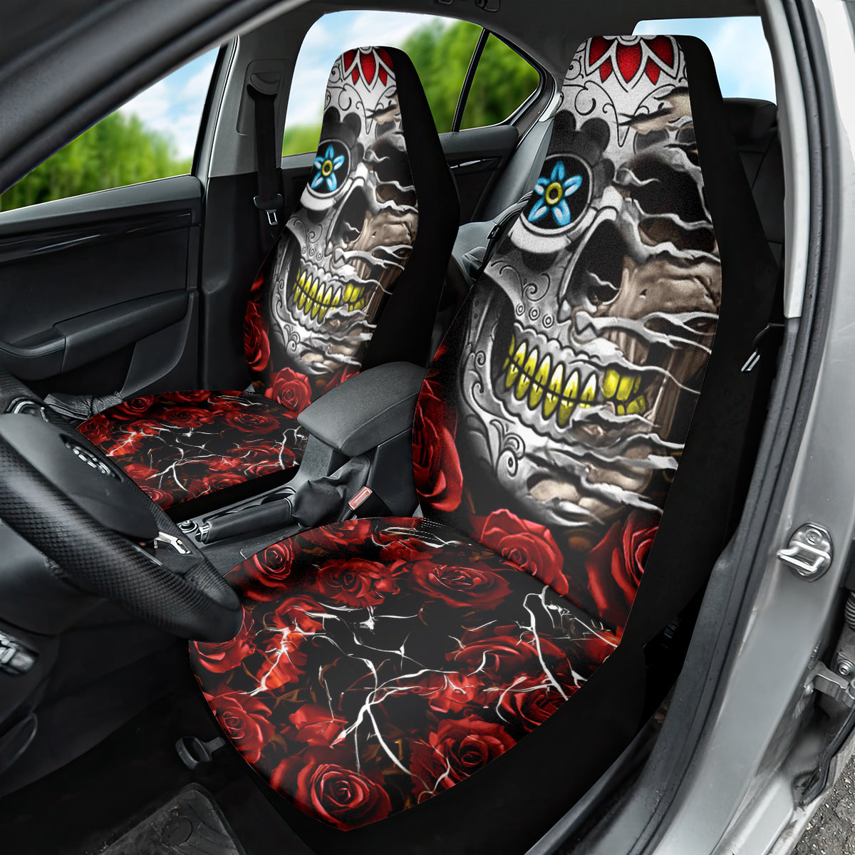 Dia De Muertos Car Seat Cover Day Of The Death Rose Skull DT01