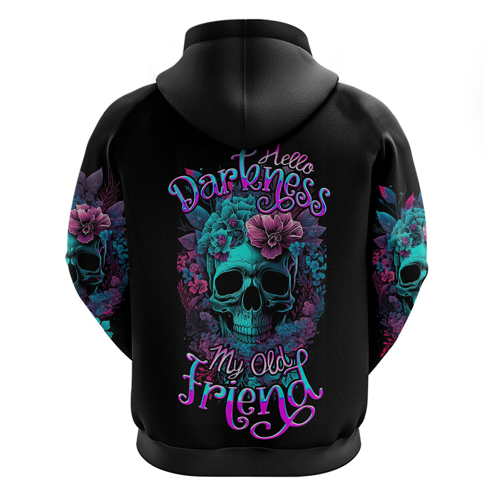 Flower Skull Hoodie Hello Darkness My Old Friend DT01