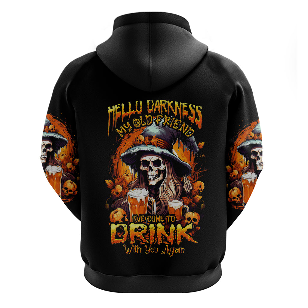Witch Skull Hoodie Hello Darkness My Old Friend I Come To Drink With You DT01