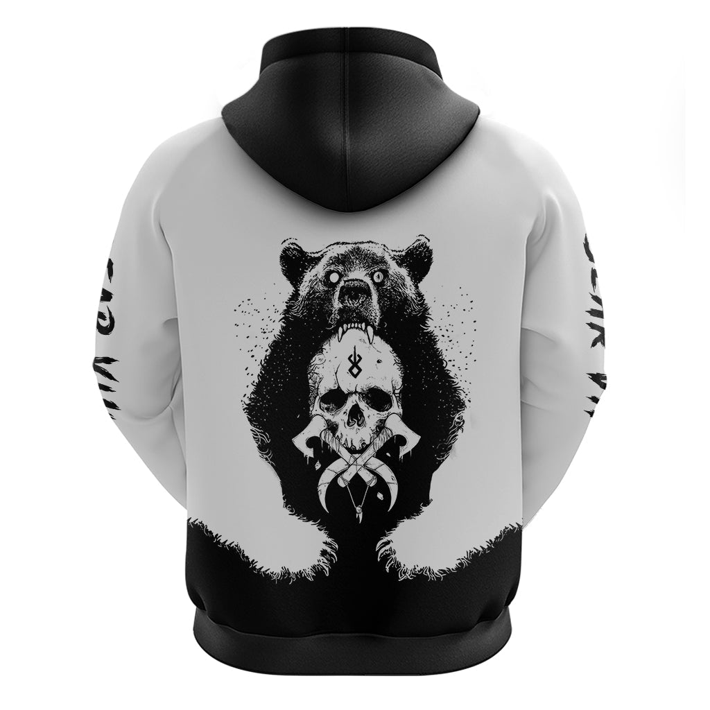 Viking Skull Hoodie Bear Viking Cross Skull DT01
