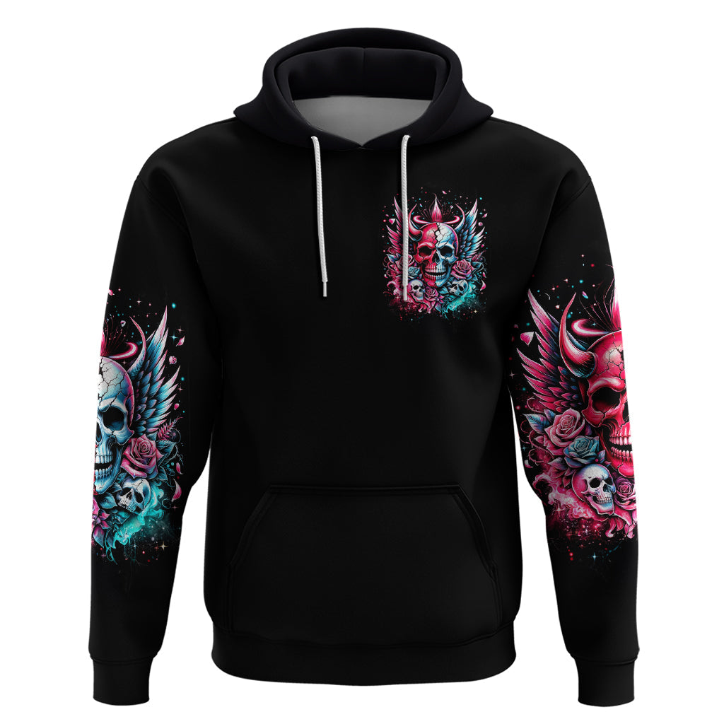 Couple Skull Hoodie She Was And Angel Craving Chaos Demon Seeking Peace DT01