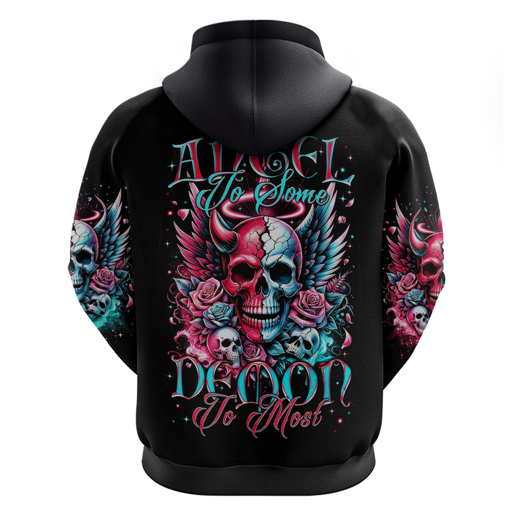 Couple Skull Hoodie She Was And Angel Craving Chaos Demon Seeking Peace DT01