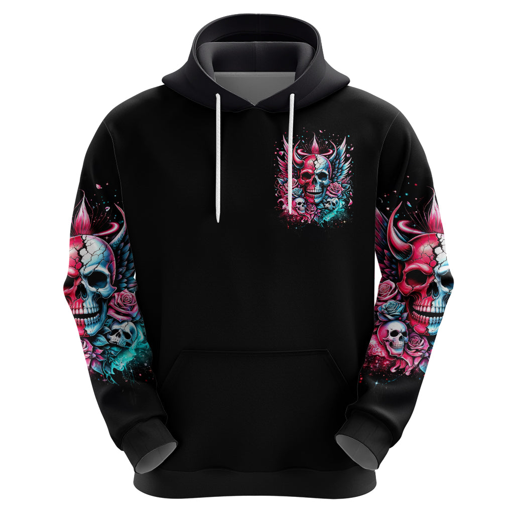 Couple Skull Hoodie She Was And Angel Craving Chaos Demon Seeking Peace DT01