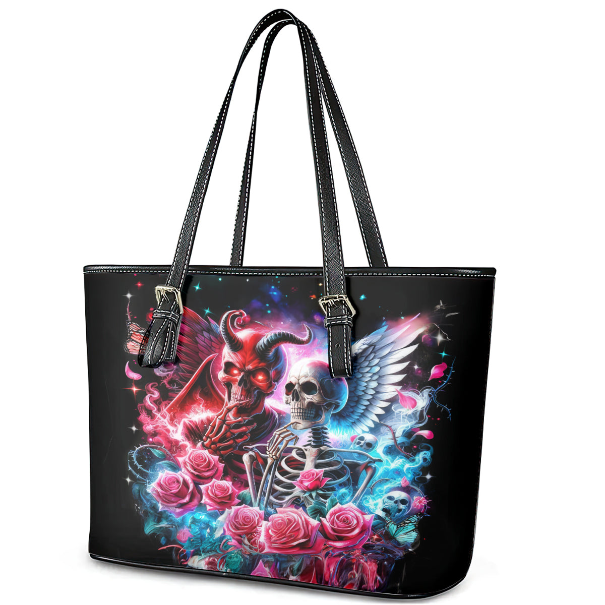 Flame Skull Leather Tote Bag I'm Not Anti Social I'm Just Not User Friendly DT01