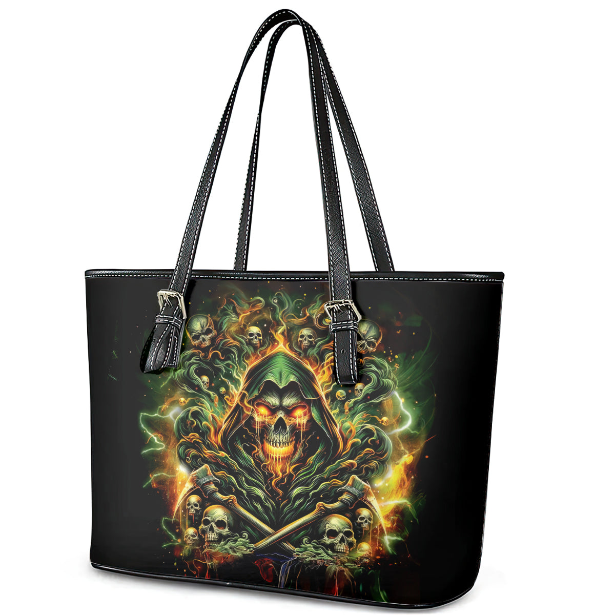 Rose Skull Leather Tote Bag Don't Try Figure Me out DT01
