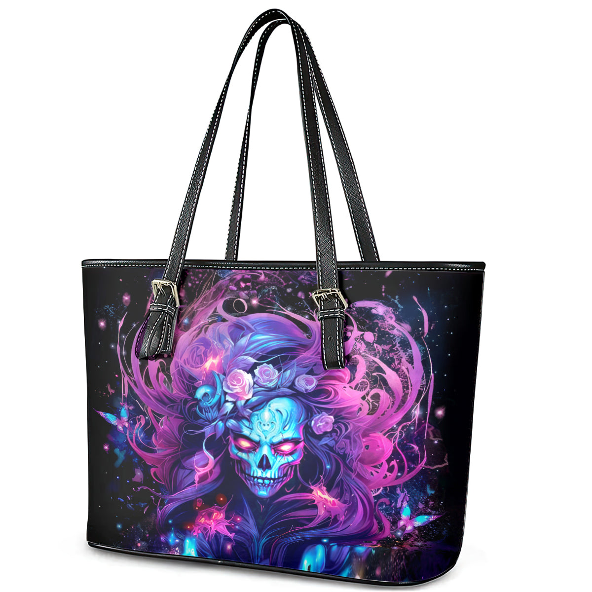 Lady Skull Leather Tote Bag I'm Not Anti Social I'm Just Not User Friendly DT01