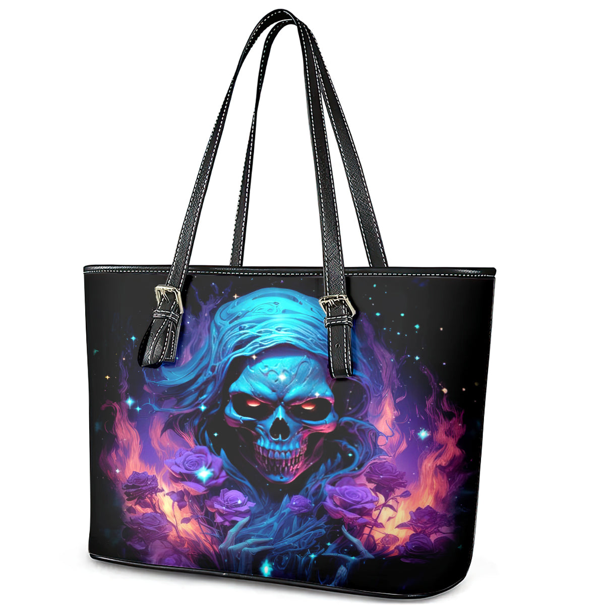 Flame Skull Leather Tote Bag Its Not How Crazy I Am But How Much I enjoy It That Makes Me Dangeous DT01