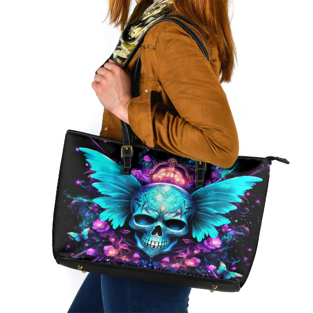 Fairy Skull Leather Tote Bag In My Next Life I Want To Be The Karme Fairy DT01