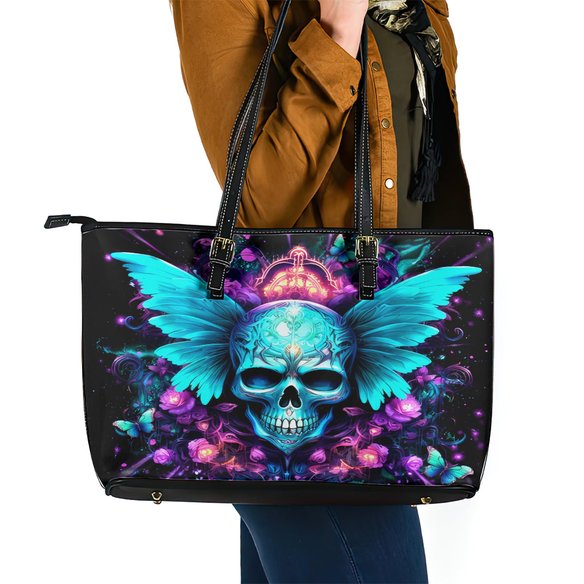 Fairy Skull Leather Tote Bag In My Next Life I Want To Be The Karme Fairy DT01