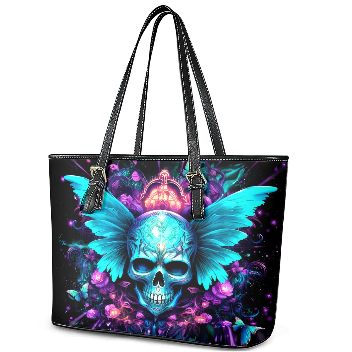 Fairy Skull Leather Tote Bag In My Next Life I Want To Be The Karme Fairy DT01