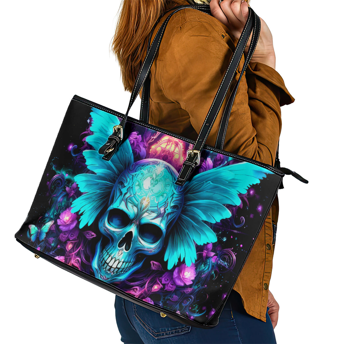 Fairy Skull Leather Tote Bag In My Next Life I Want To Be The Karme Fairy DT01