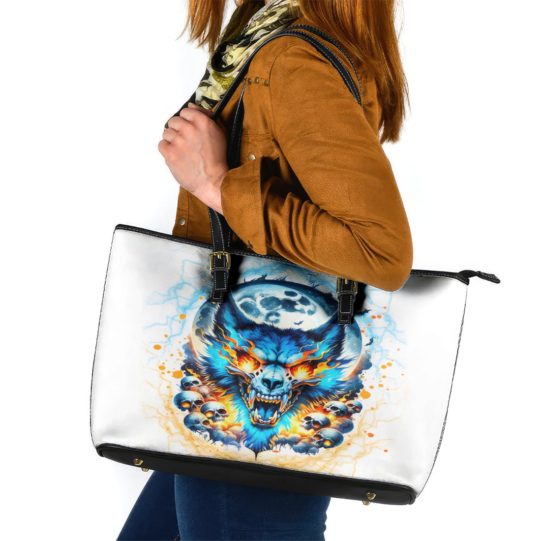 Wolf Skull Leather Tote Bag You First Mistake Was Thinking I Was One Of The Sheep DT01