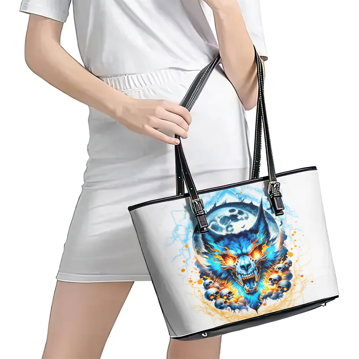 Wolf Skull Leather Tote Bag You First Mistake Was Thinking I Was One Of The Sheep DT01