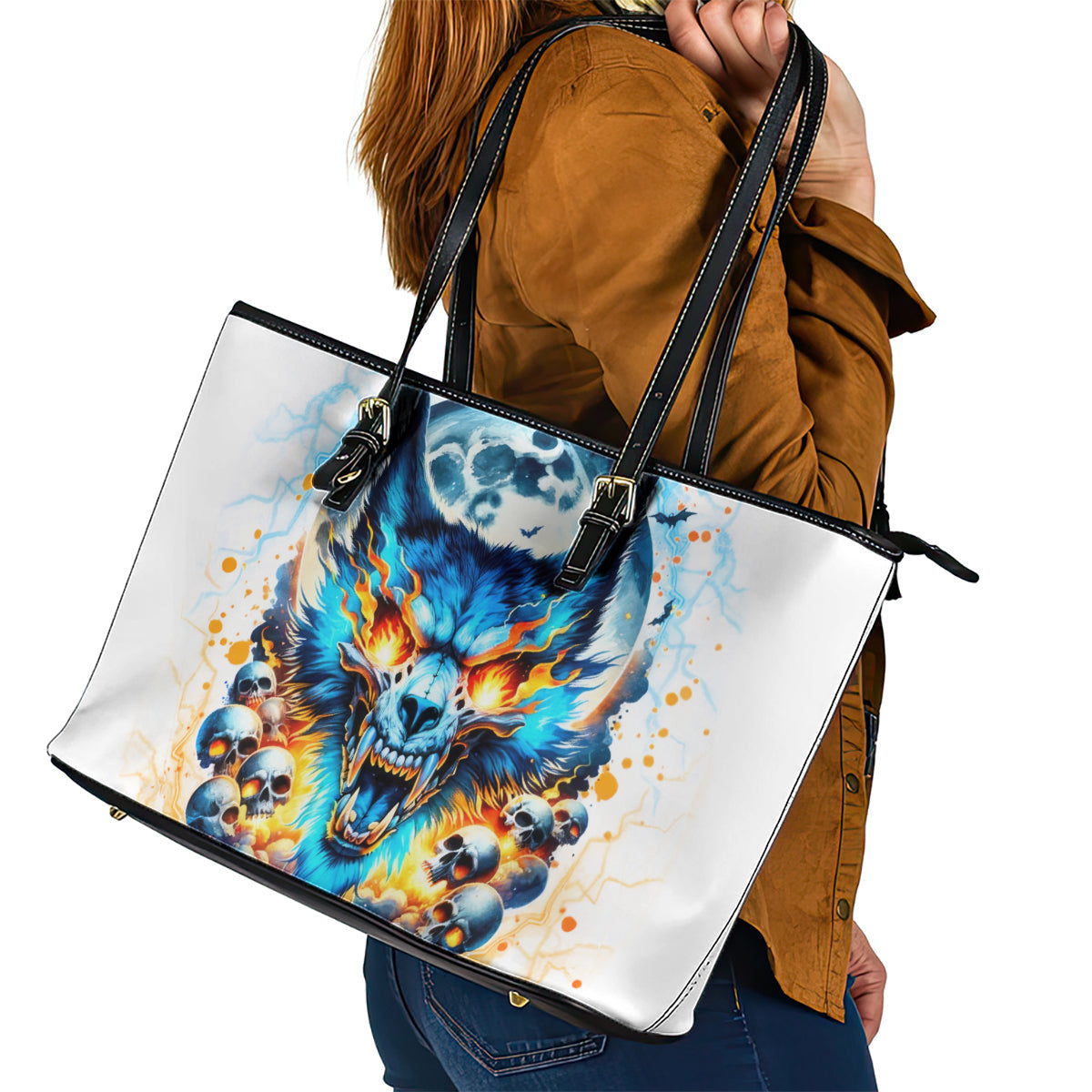 Wolf Skull Leather Tote Bag You First Mistake Was Thinking I Was One Of The Sheep DT01