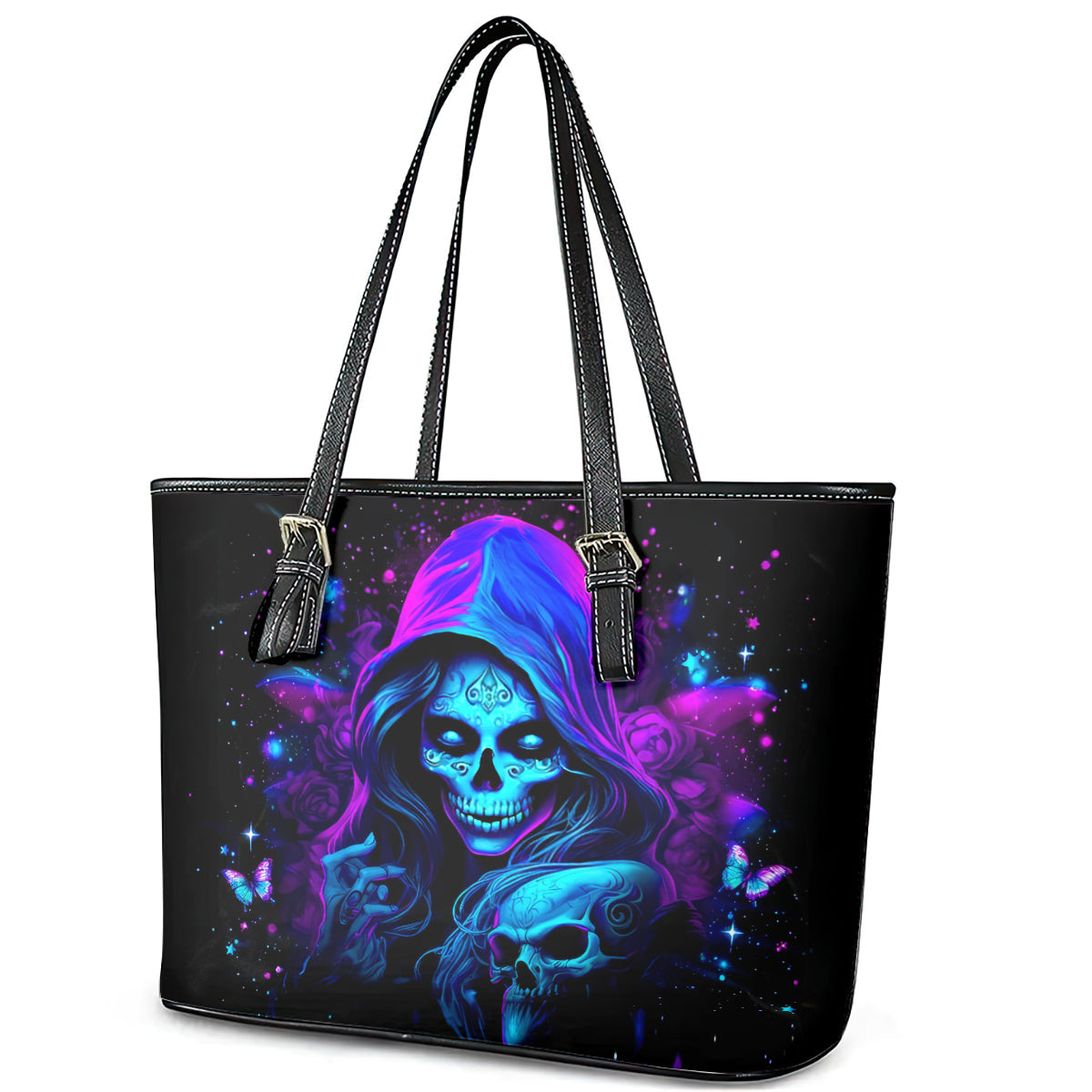 Witch Skull Leather Tote Bag The Good Girl In Me Got Tired Of The Bullshit DT01