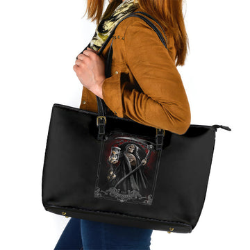 Skull Leather Tote Bag Death Reaper Arcana DT01