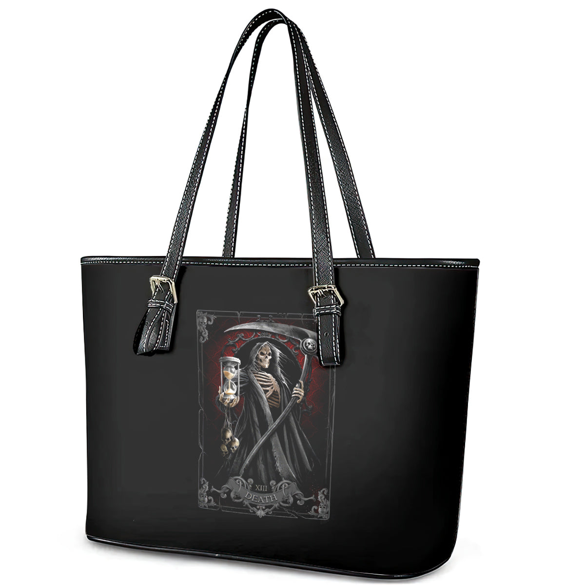 Skull Leather Tote Bag Death Reaper Arcana DT01