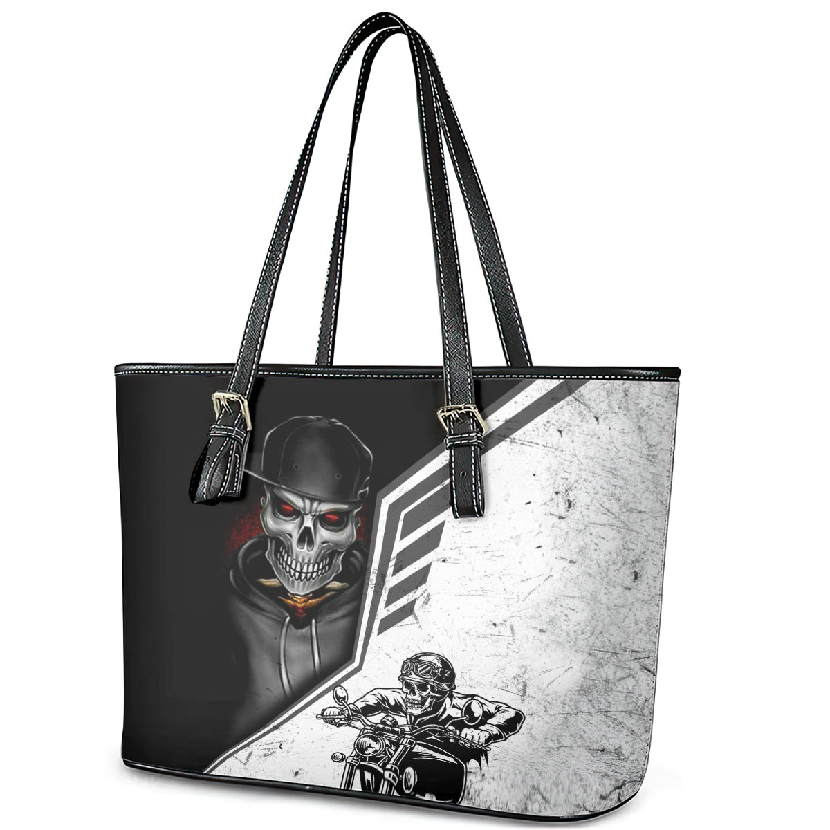 Skull Leather Tote Bag Riding Motocycle DT01