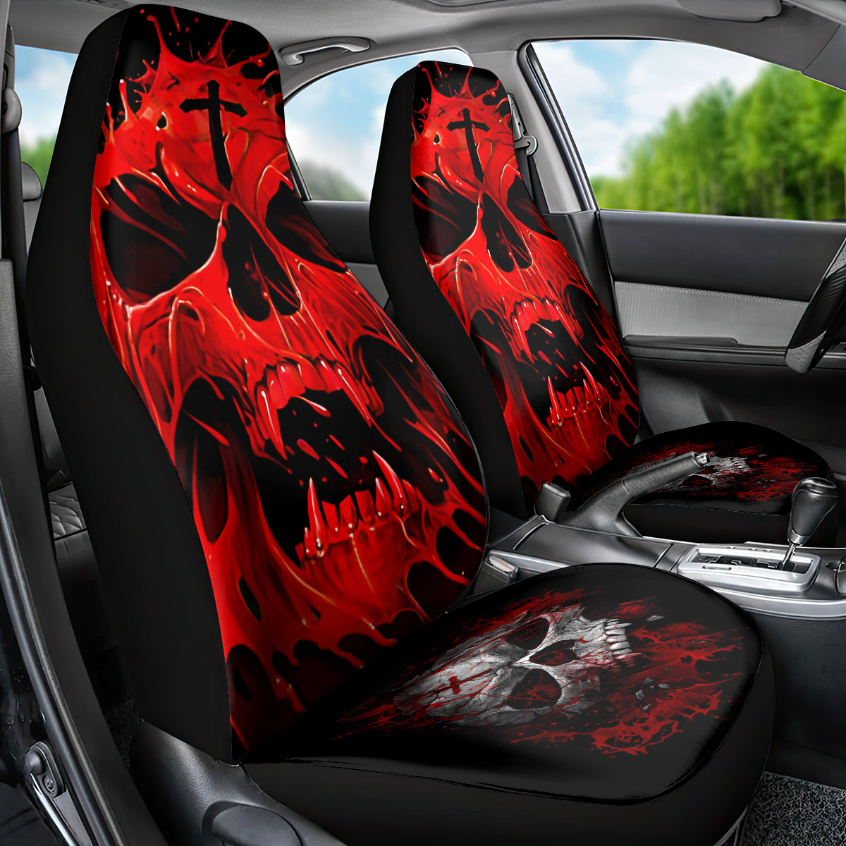 Skull Car Seat Cover Bloody Skull Scream DT01