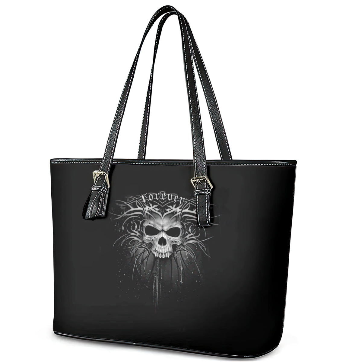 Skull Leather Tote Bag Skull Death Forever DT01