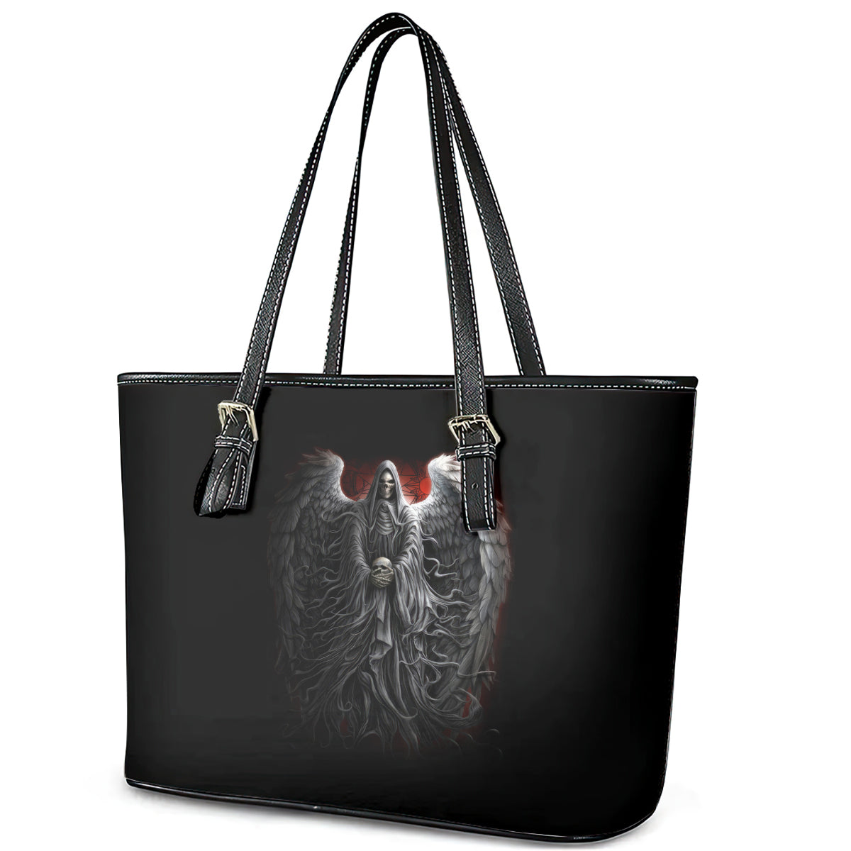 Skull Leather Tote Bag Death Angel Hold Skull DT01