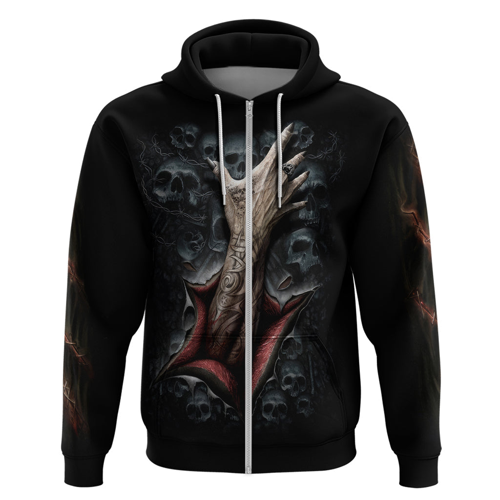 Skull Hoodie Skeleton Ripped inside DT01
