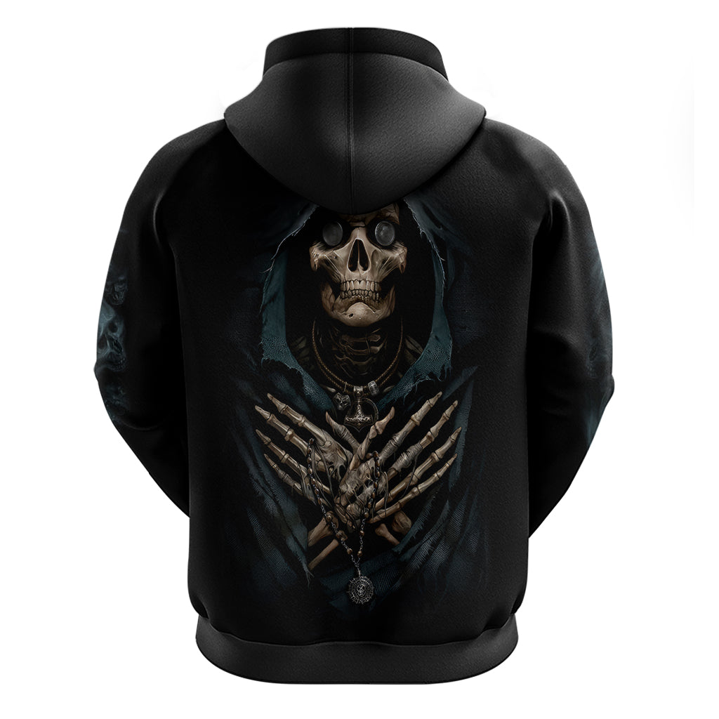 Grim Reaper Hoodie The Ferryman Of The Underworld with Charon Skull Black DT01