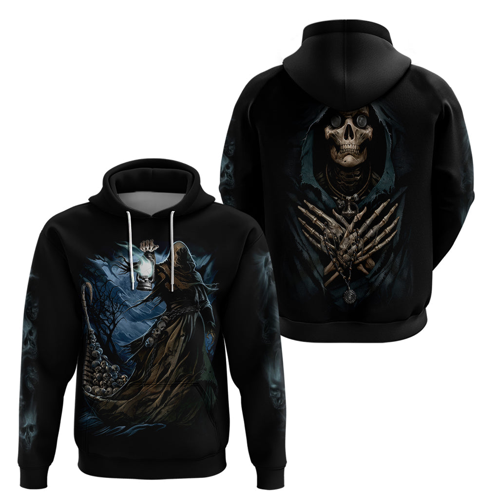 Grim Reaper Hoodie The Ferryman Of The Underworld with Charon Skull Black DT01