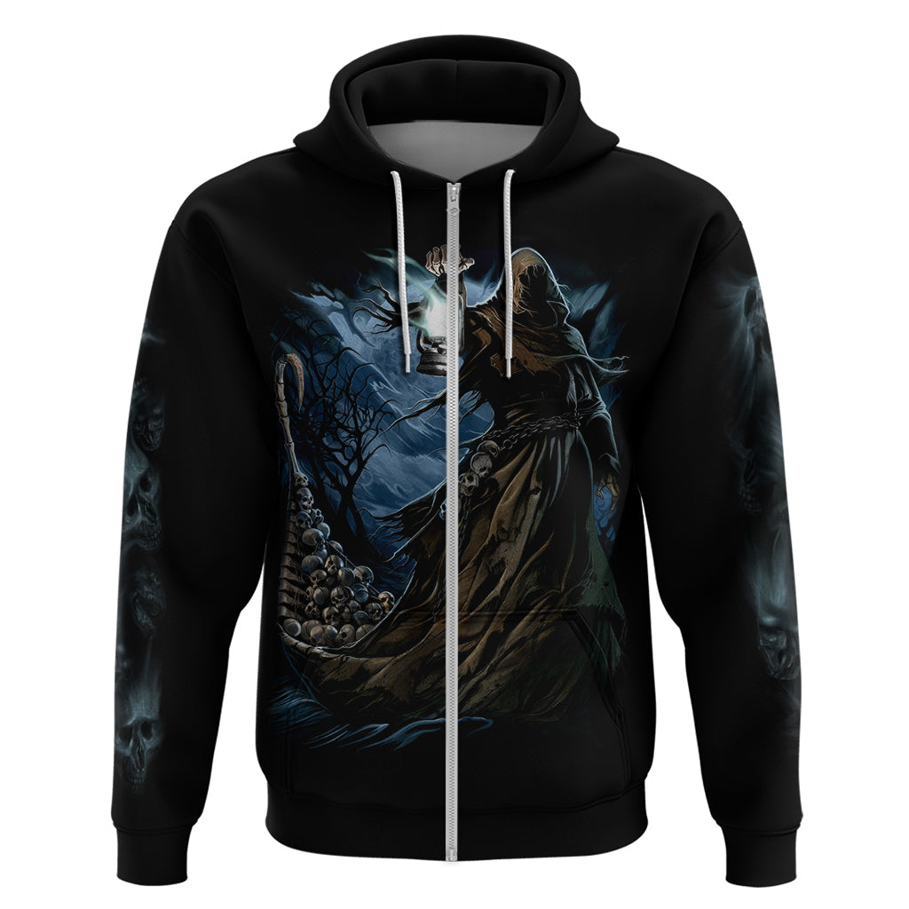 Grim Reaper Hoodie The Ferryman Of The Underworld with Charon Skull Black DT01