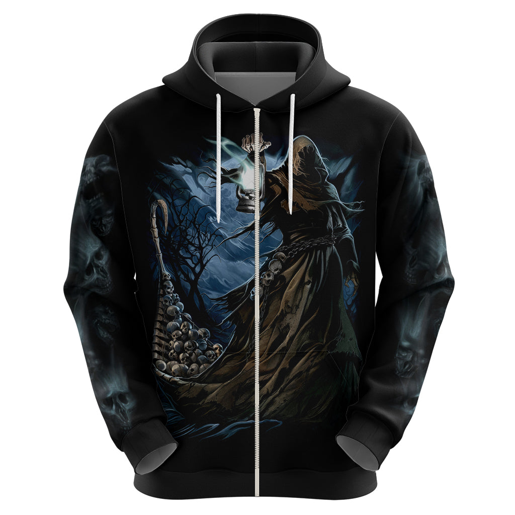 Grim Reaper Hoodie The Ferryman Of The Underworld with Charon Skull Black DT01