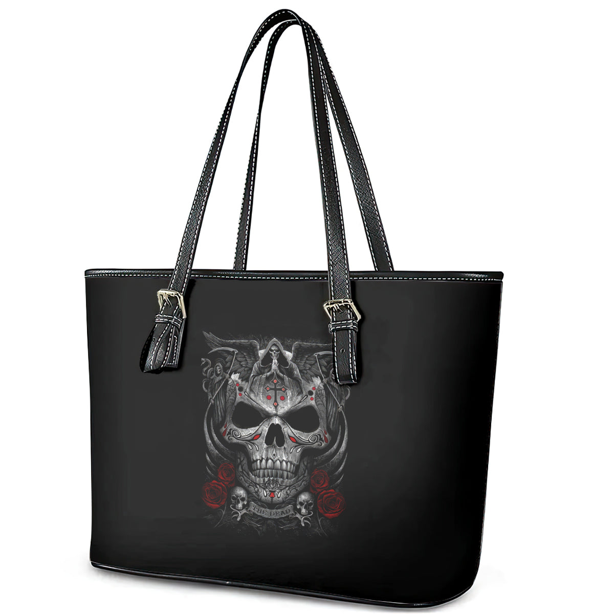 Skull Leather Tote Bag Cross Snake Bloody Skull DT01