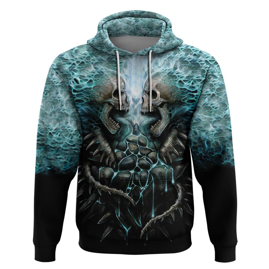 Flame Twin Skull Hoodie Skeleton Inside DT01