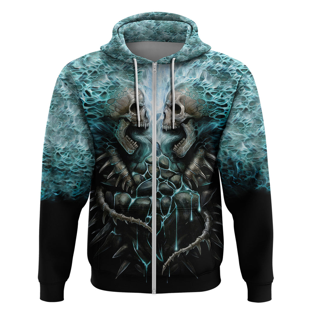 Flame Twin Skull Hoodie Skeleton Inside DT01
