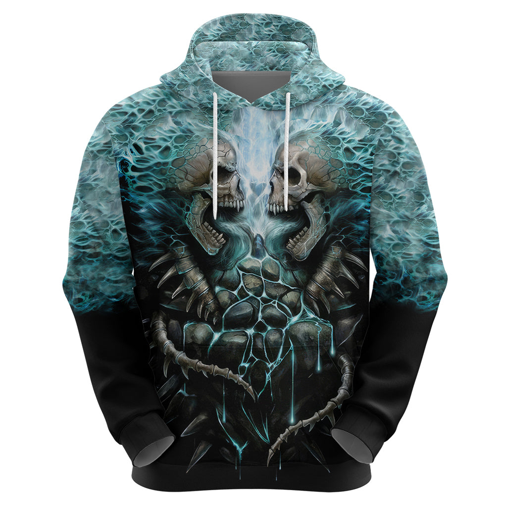 Flame Twin Skull Hoodie Skeleton Inside DT01