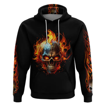 Flaming Skull Hoodie Celestial Riders with Angel Wings DT01