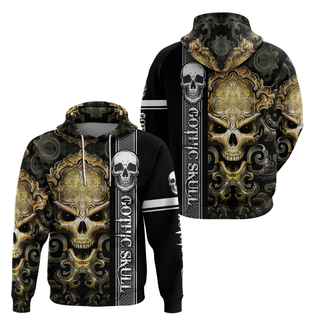 Golden Gothic Skull Hoodie Embracing Ancient Elegance DT01