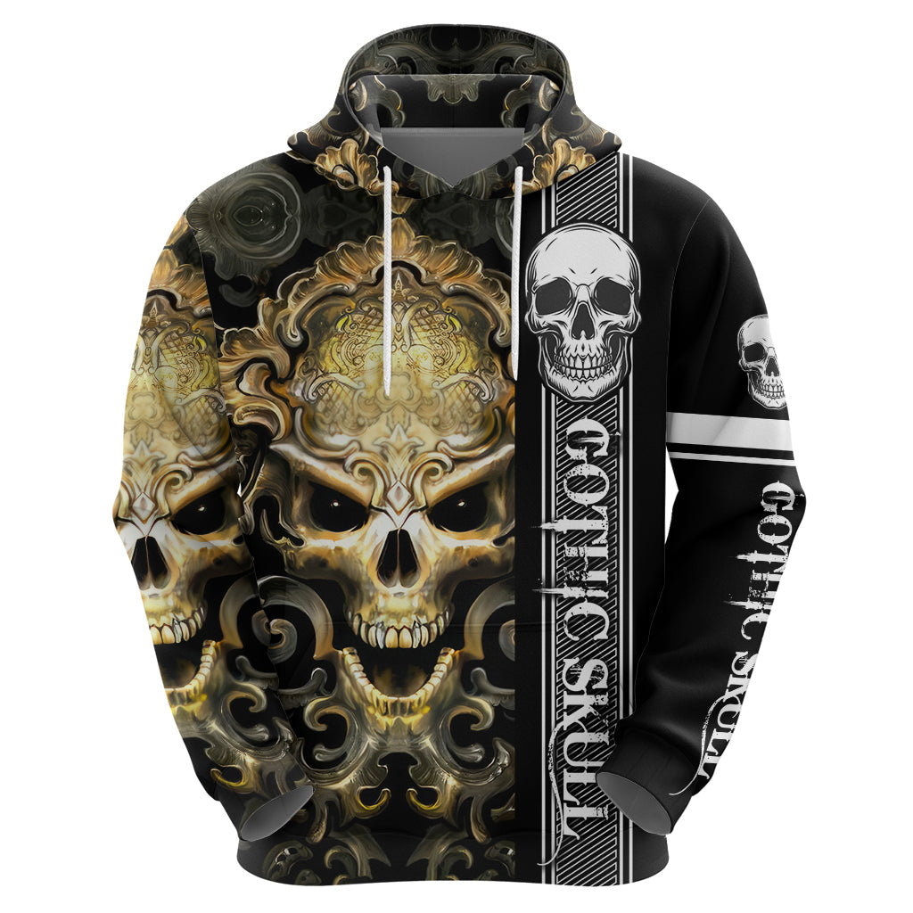 Golden Gothic Skull Hoodie Embracing Ancient Elegance DT01