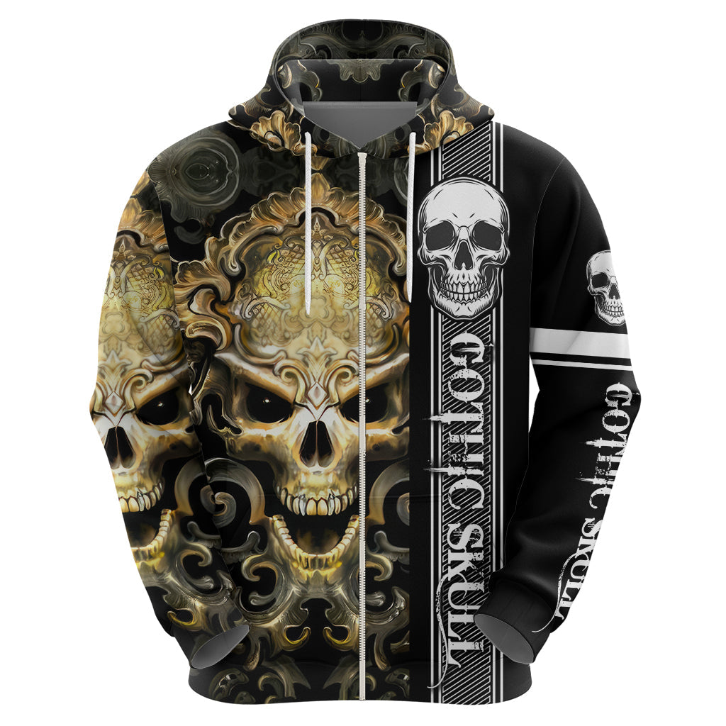 Golden Gothic Skull Hoodie Embracing Ancient Elegance DT01