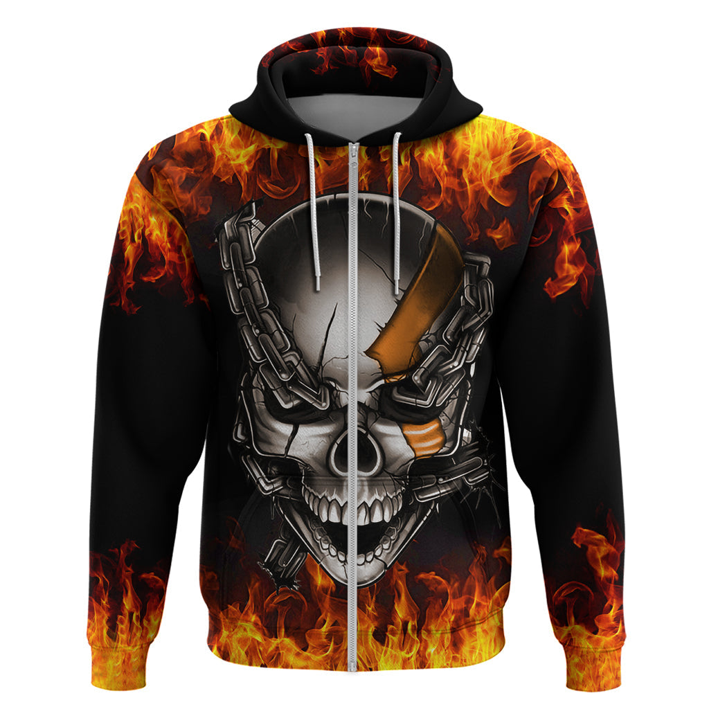 Metal Skull Hoodie Infernal Chains in Fiery Abyss DT01