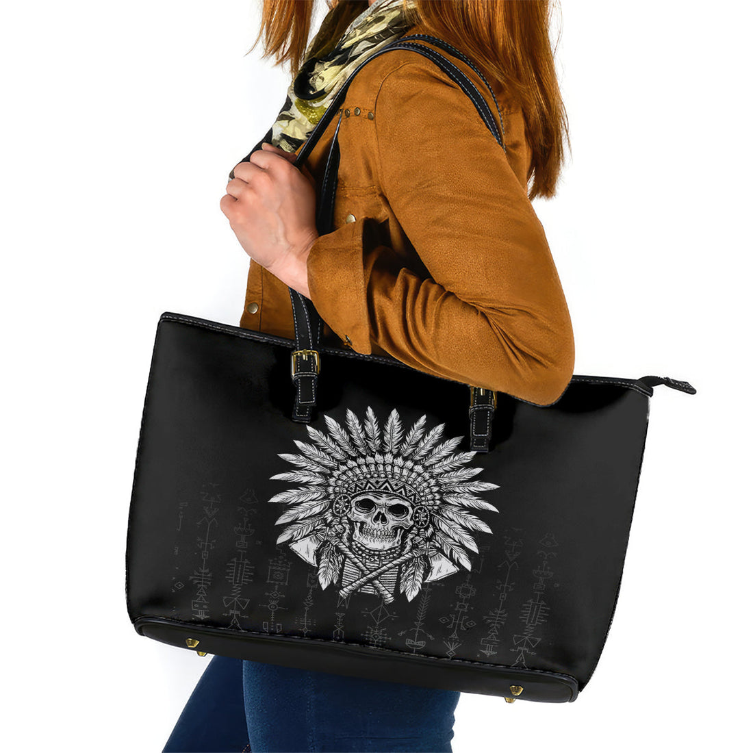 Skull Leather Tote Bag Chief Skeleton DT01