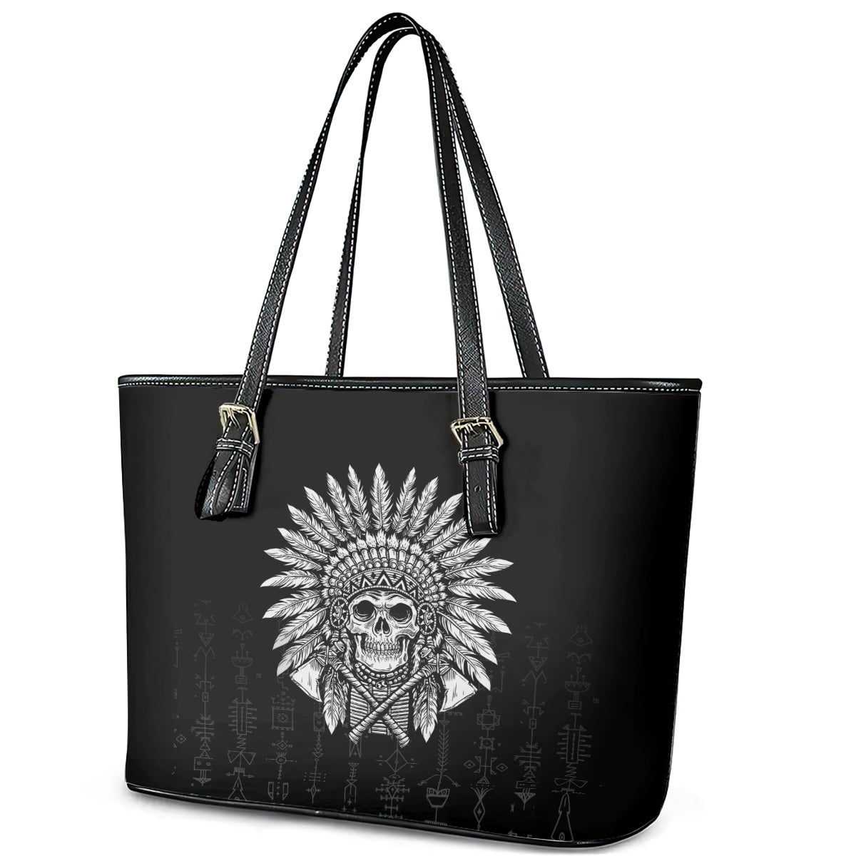 Skull Leather Tote Bag Chief Skeleton DT01