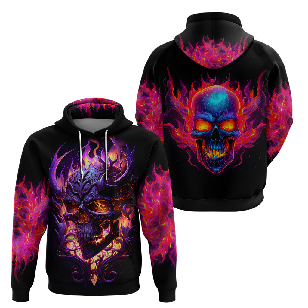 Skull Hoodie Purple Skull Fire DT01