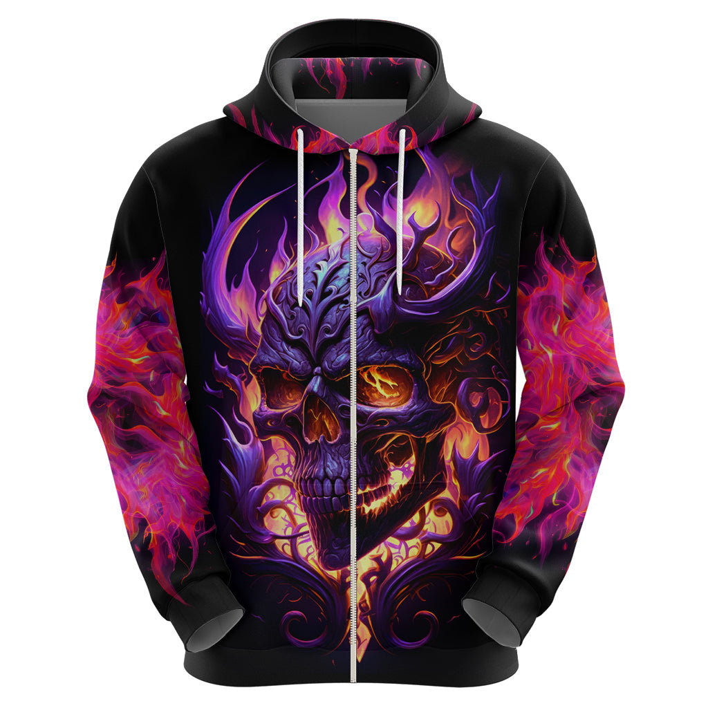 Skull Hoodie Purple Skull Fire DT01