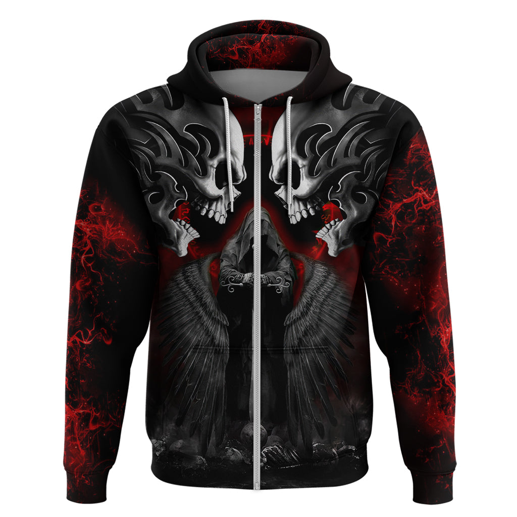Skull Hoodie Double Skull And Death Angel DT01