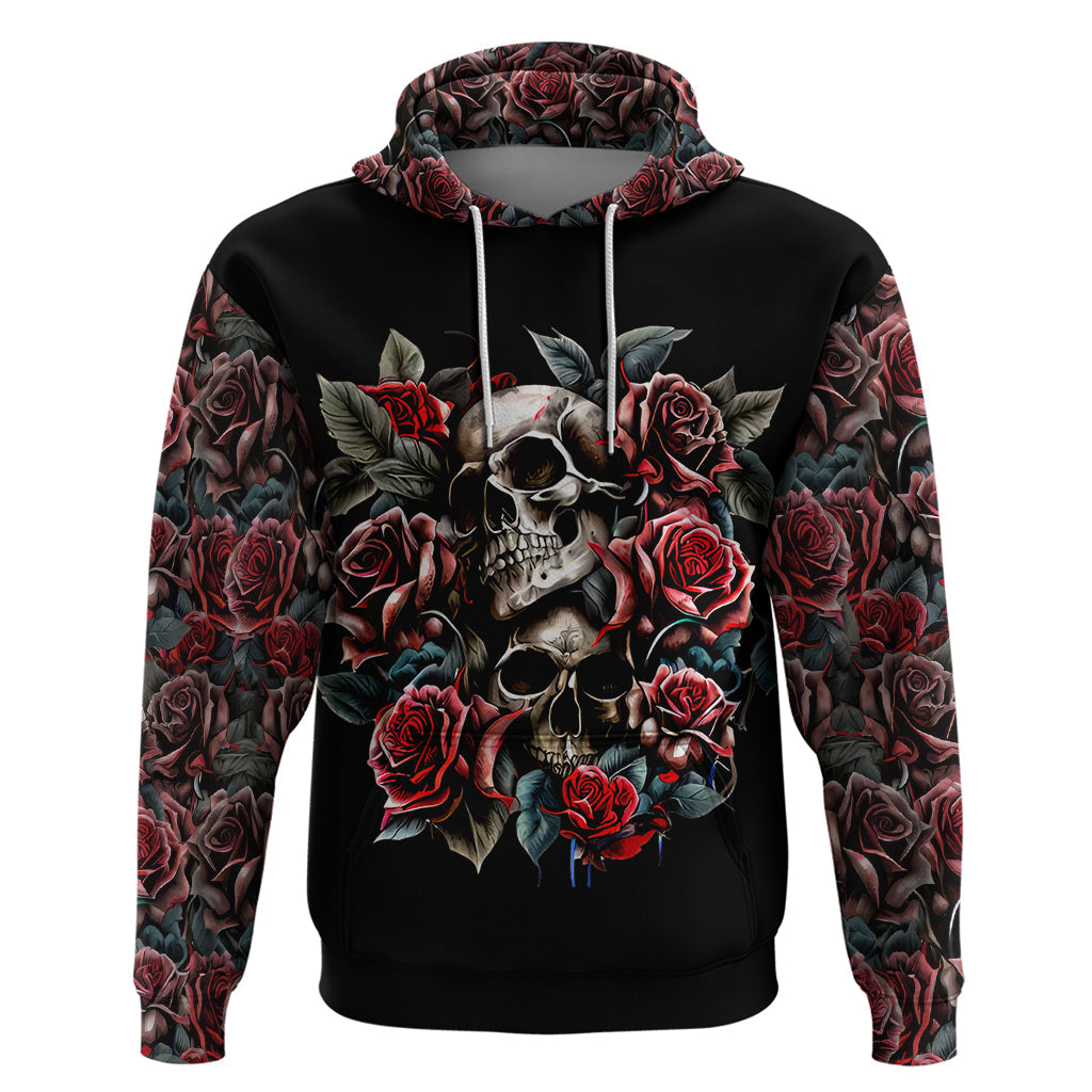 Skull Hoodie Red Rose DT01